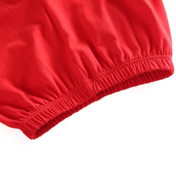 クリスマスクラシックキッズ服ソフトコットンソリッドかわいい赤いパジャマとフリルの女の赤ちゃんブティックフルスリーブパジャマY20013581527