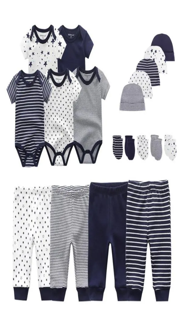 2020 solide unisexe nouveau-né bébé garçon vêtements body pantalons chapeaux gants bébé fille vêtements coton vêtements ensembles Roupa de bebe Y20081507615