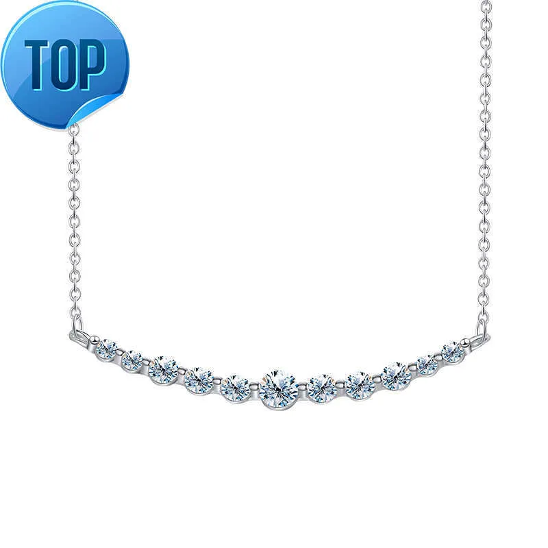 Fine Jewelry 11 Rows Band Tennis Brilliant Cut Diamond Moissanite Necklace 925 Sterling Silver Chain for Women Engagement