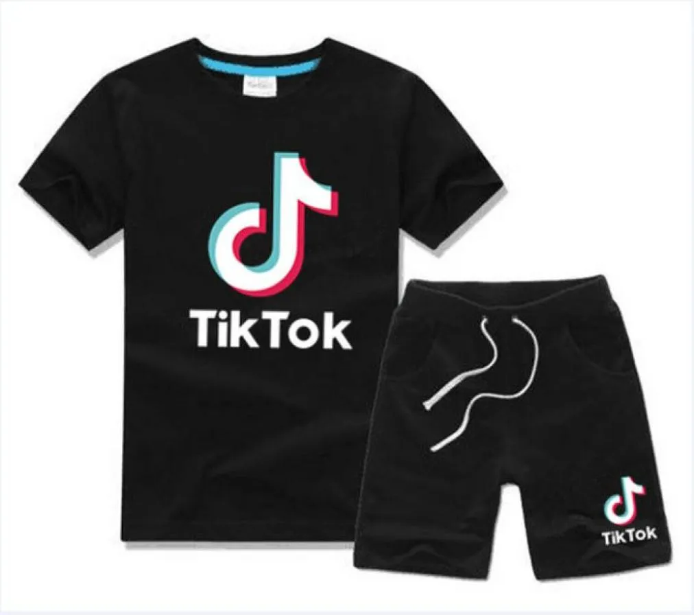 Children039s комплекты одежды, летняя одежда для мальчиков и девочек, шорты с короткими рукавами и принтом Tik Tok6553580