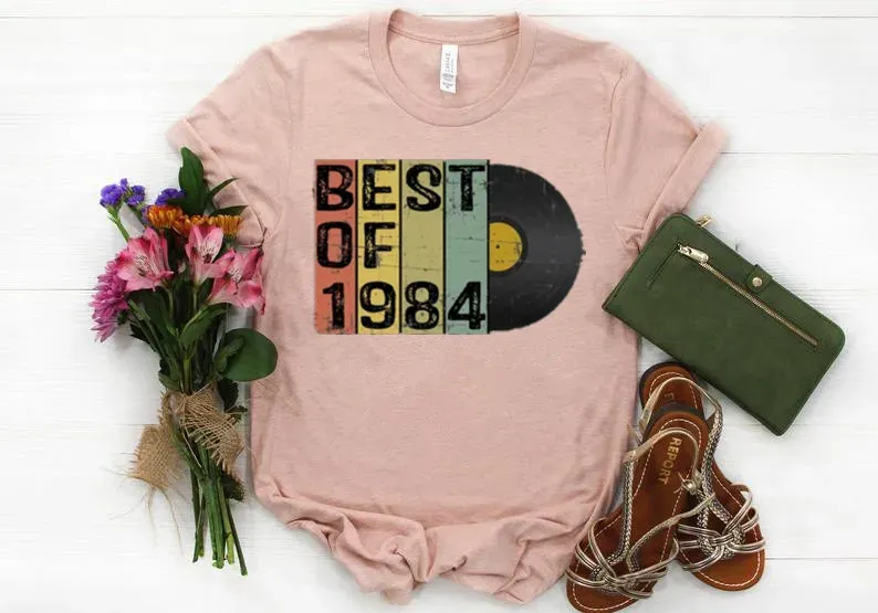T-shirt 37esimo compleanno regalo per lui Sua 37a camicia di compleanno per donne uomini, camicie per feste di compleanno Best Of 1984 100% cotone TShirt unisex y2k