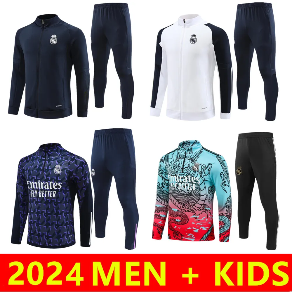 Hommes Enfants 2023 2024 Survêtements Kits de football MODRIC MBAPPE Veste de football Chandal 23/24 futbol survetement VINI JR.BELLINGHAM RODRYGO Hommes Ninos