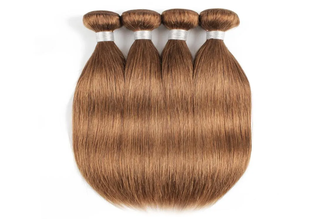 30 ljus Golden Brown Straight Human Hair Bundles Brazilian Virgin Hair 34 Bunds 1624 Inch Remy Human Hair Extensions7290527