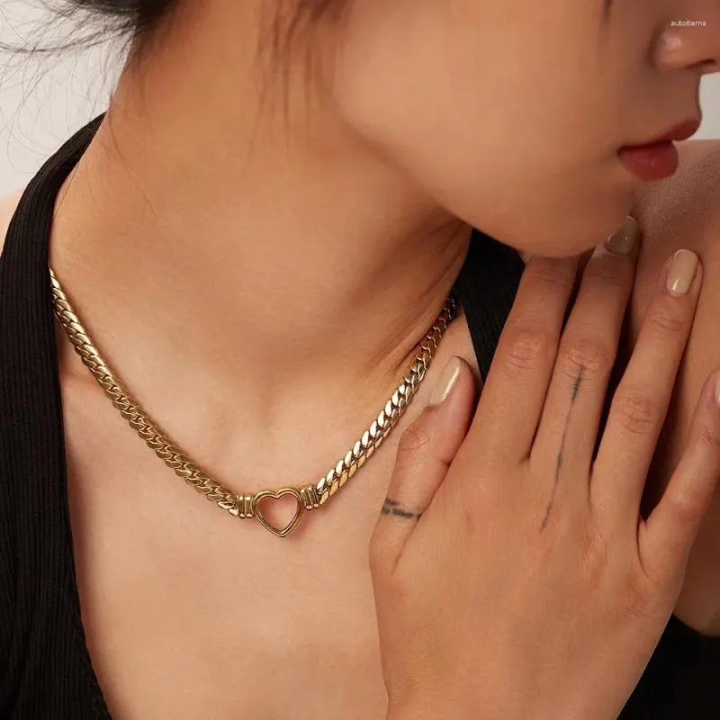 Halsband Mode Edelstahl Kuba Herz Halskette Für Frauen Goldene Flache Kette Schmuck Geschenk DIY Erkenntnisse Zubehör 2024