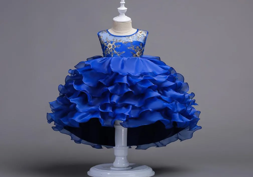 Ruffled High Low Wedding Party Flower Girl Dresses Birthday Party Toddler Baby Girl Dress9030357