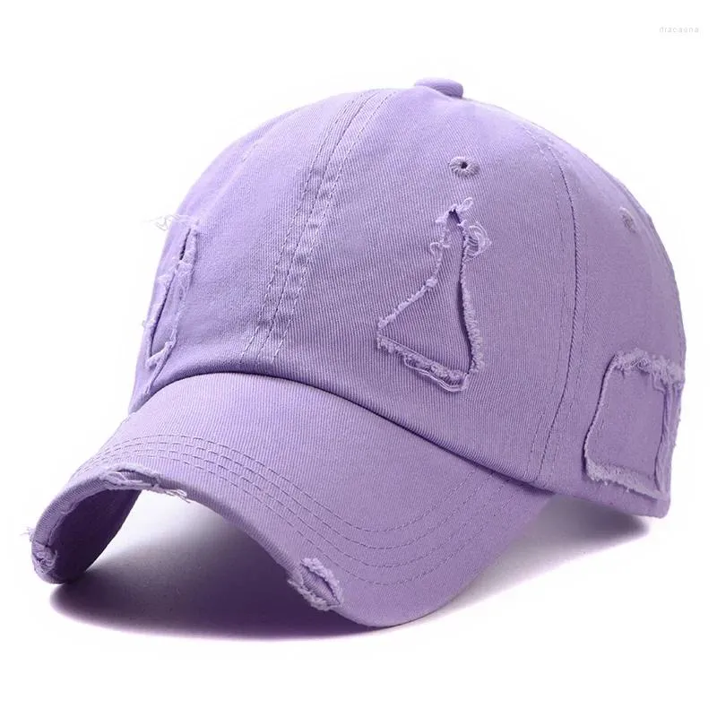 Casquettes de balle à la mode Streetwear Hip Hop porté trou casquette pour femmes hommes Orange violet lettre été Snapback