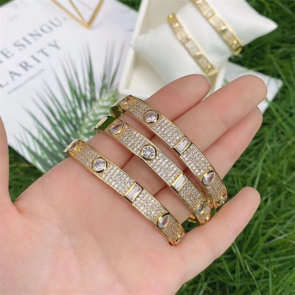 Luxury 24K gold plating bracelet Stainless Steel Cubic Zircon micro pave CZ charm Bangle Bracelet For men women Gift