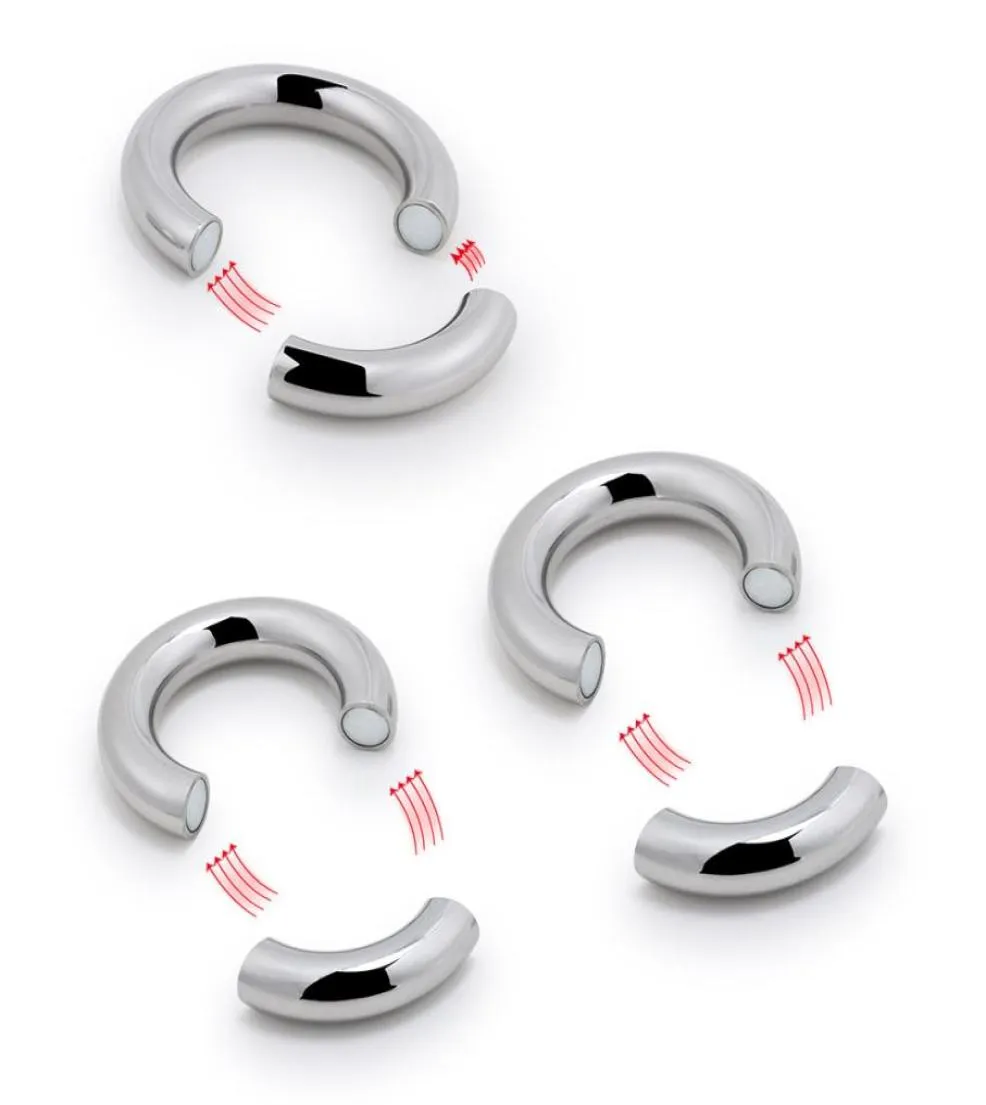 5 Size Male Penis Ring Stainless Steel Scrotum BDSM Bondage Weight Magnetic Ball Scrotum Stretcher Cock Lock Ring Delay Ejaculatio9356129