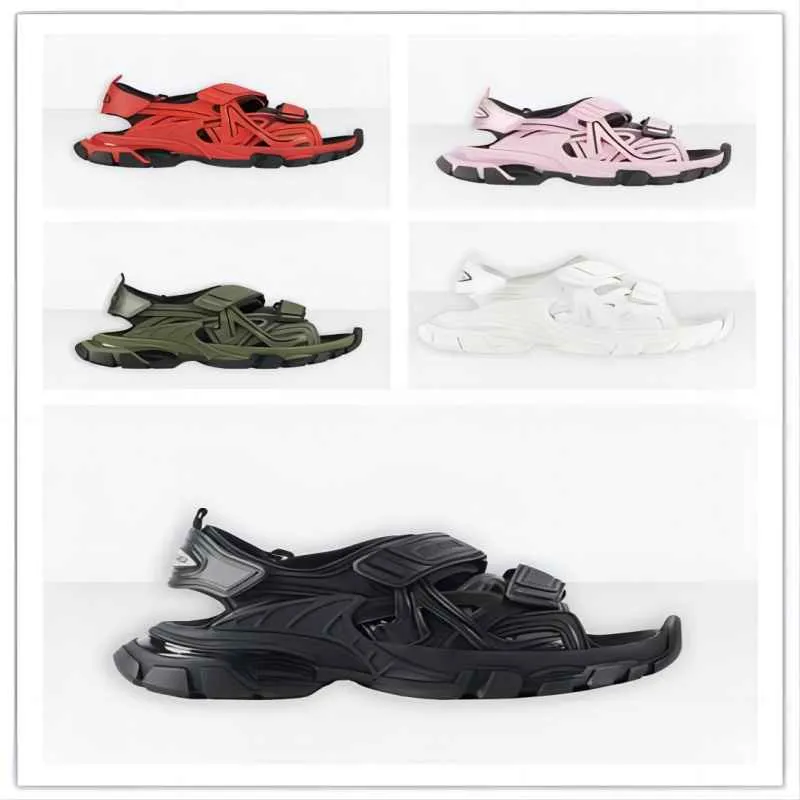 Neue Track Sandalen Plattform Mode Männer Frauen Herren Sneakers Hausschuhe Rosa Weiß Schwarz Blau Slides Strand Freizeitschuhe Dicker Boden