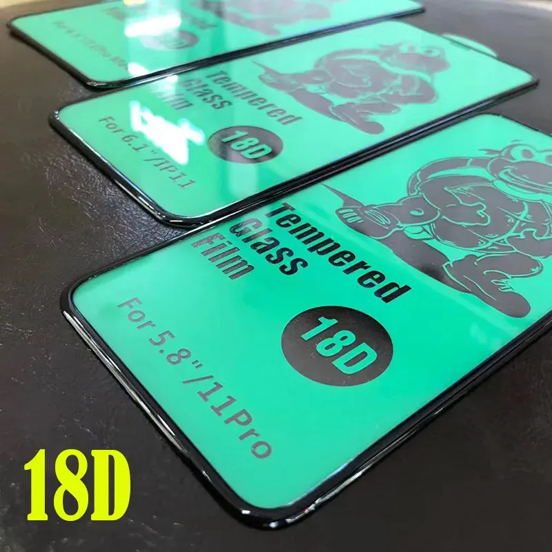 iPhone 15 Pro Max 14 Plus 13 Mini 12 11 XS XR X 8 7 SE 18D AirBag Tempered Glass Full Glue Guard Film Prote