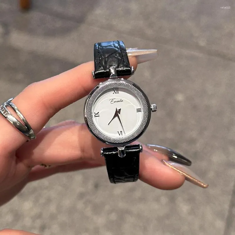 Relógios de pulso elegante relógio feminino minimalista escala de cavalo dial luo couro movimento japonês quartzo negócios à prova d 'água para mulheres