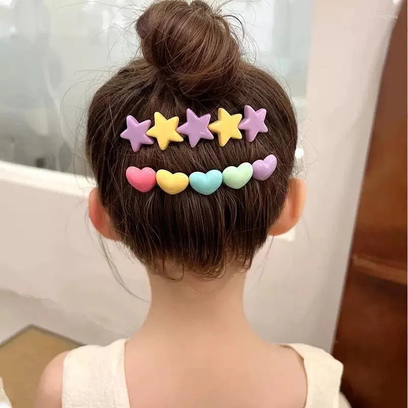 Acessórios de cabelo bonito colorido coração estrela flor pente para meninas doce decorar headband clip crianças adorável