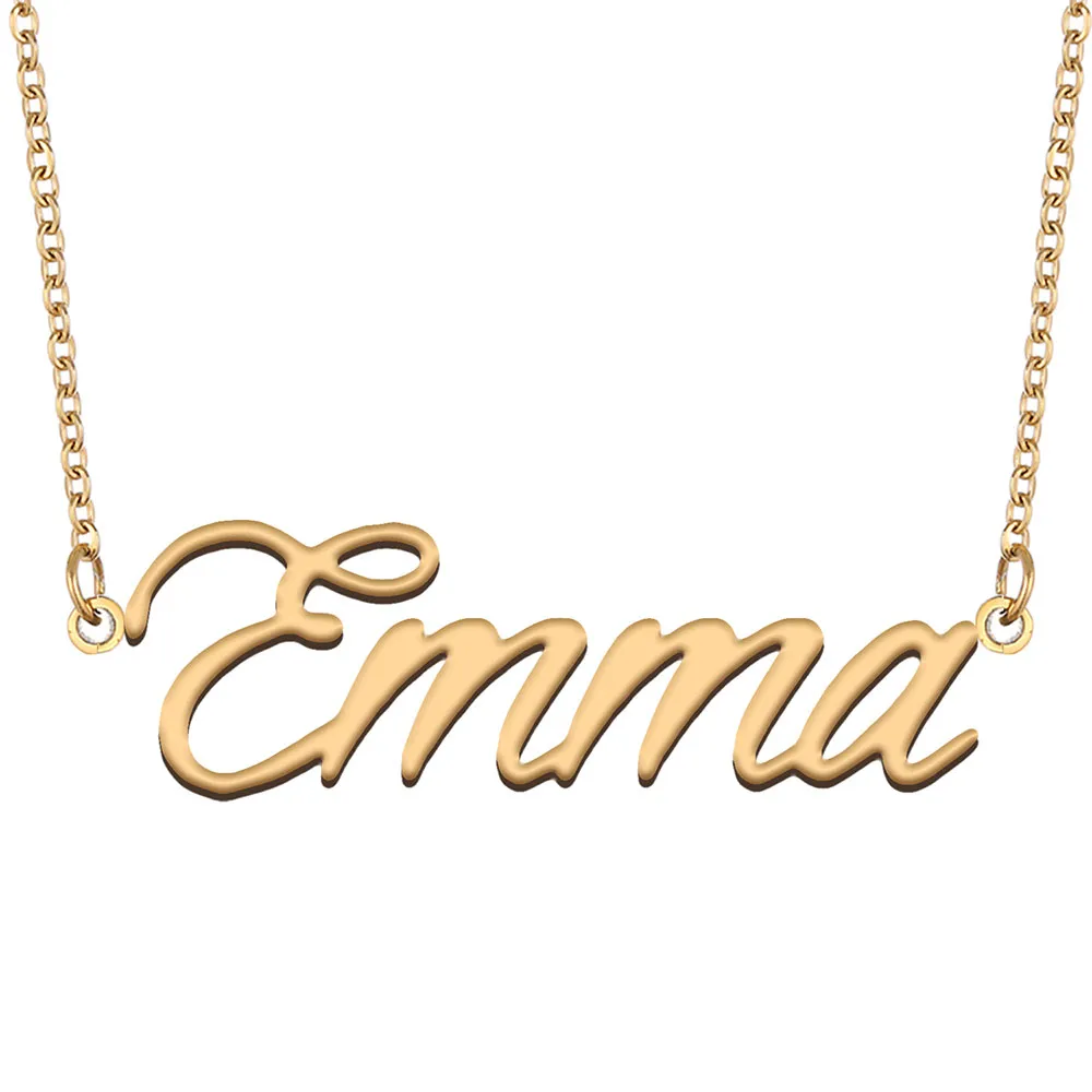 Emma Name Necklace Custom Personalized Nameplate Pendant For Women