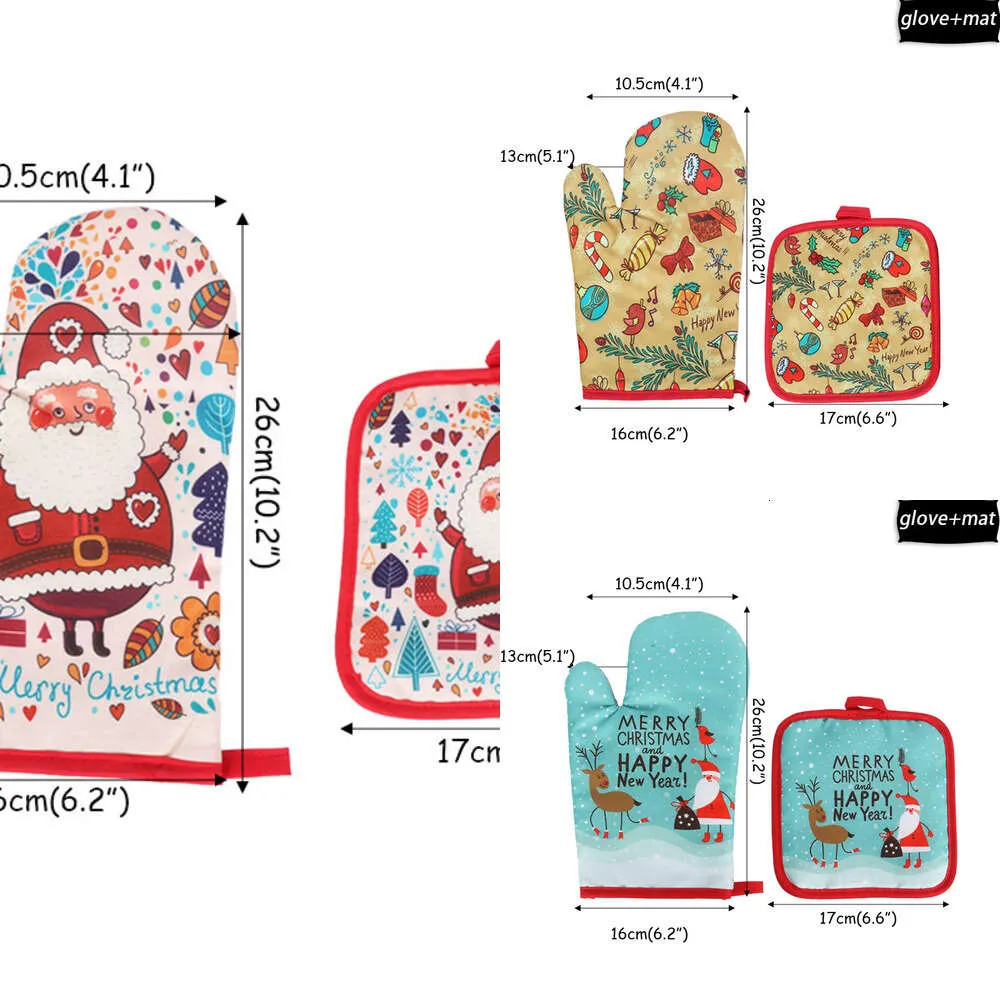 새로운 안티 핫 오븐 미트 및 냄비 홀더 요리 장갑 BBQ 내열성 크리스마스 주방 장식 Noel Xmas 2023