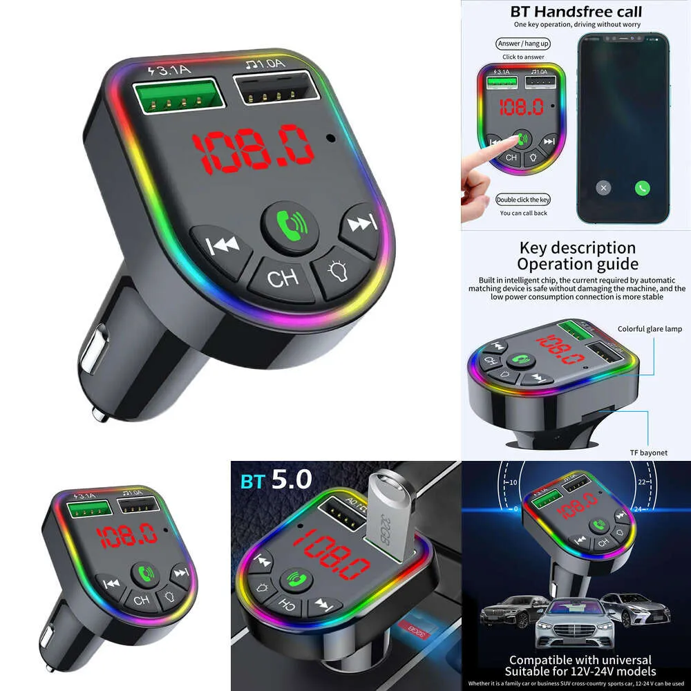 New Bluetooth FM Transmitter With Hands-Free Calling Fast Player Charging Car And Truck Dropshipping Audio USB Radio Handsf W0o1