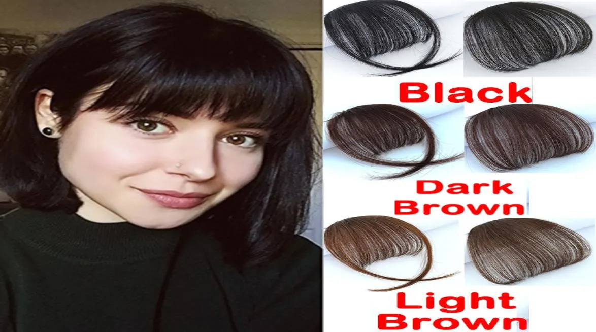 Przypnij Klip na Bangs z przodu, schludne grzywki 100 ludzkich włosów przedłużenie ręcznie wiązane włosy grzywki dla kobiety2644210
