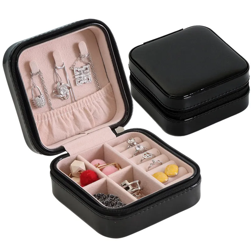Boîte à bijoux de voyage organisateur PU cuir affichage mallette de rangement pour collier boucles d'oreilles anneaux porte-bijoux coffret cadeau boîtes de rangement cadeaux de fête LXL08