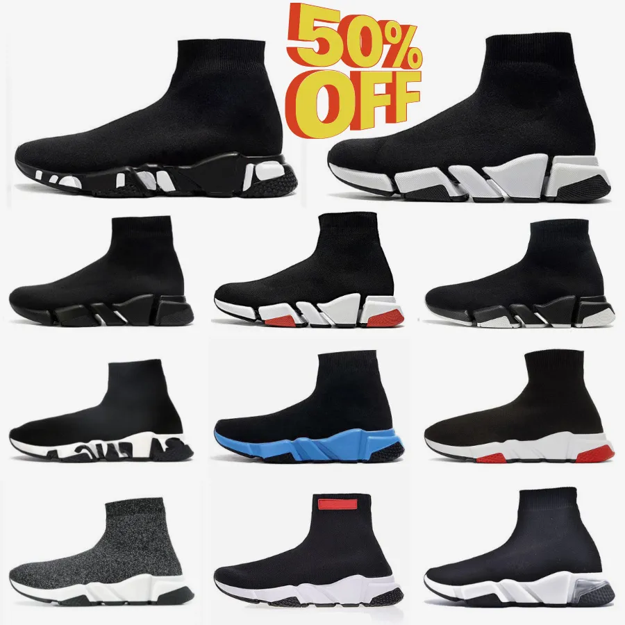 Designers Speeds 2.0 V2 Tennis Casual Chaussures Plate-forme Sneaker Hommes Femmes Tripler S Paris Chaussettes Bottes Marque Noir Blanc Rouge Light Ruby Graffiti Baskets de luxe Baskets