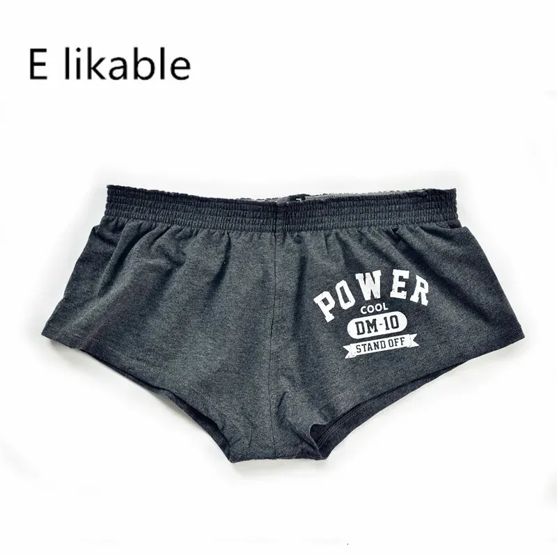 E agradável impressão letras roupa interior masculina algodão confortável respirável moda sexy cintura baixa casa boyshort 240305