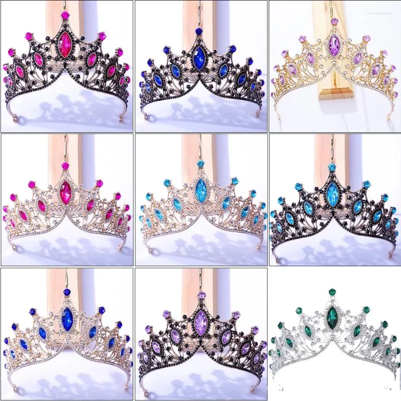 Pinzas para el pelo, Tiara de boda, corona nupcial de cristal, Color plateado, diadema barroca, velo, Tiaras, accesorios, tocados, joyería para la cabeza