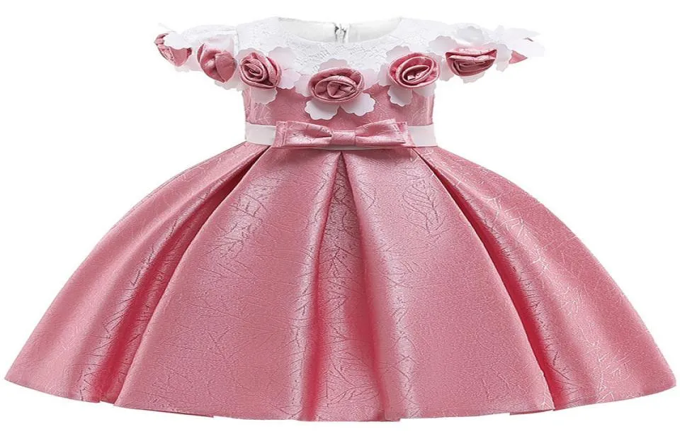 Baby Girl 3D Flower Silk Princess Dress for Wedding Party Elegant Kids Dresses For Toddler Girl Children Fashion Clothing J1905201948715