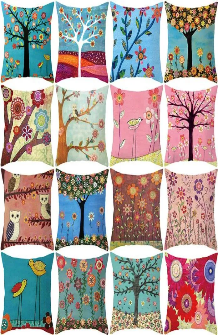 Almohada Arte Pintura Caso Creativo Niños039s Pintura Al Óleo Árbol Estilo De Dibujos Animados Artículos Para El Hogar Sofá Cojín Cintura Funda De Almohada 3588239