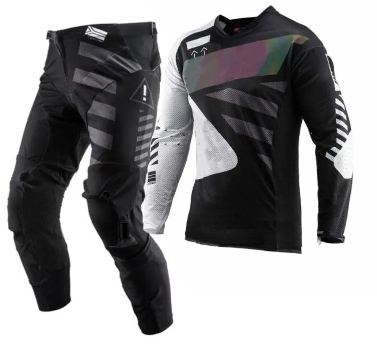 Vestuário de motocicleta 2022 LEAT 55 Motocross Jersey e calças Mx Gear Set Combo Verde Moto Roupas Off Road Racing Suit1631339