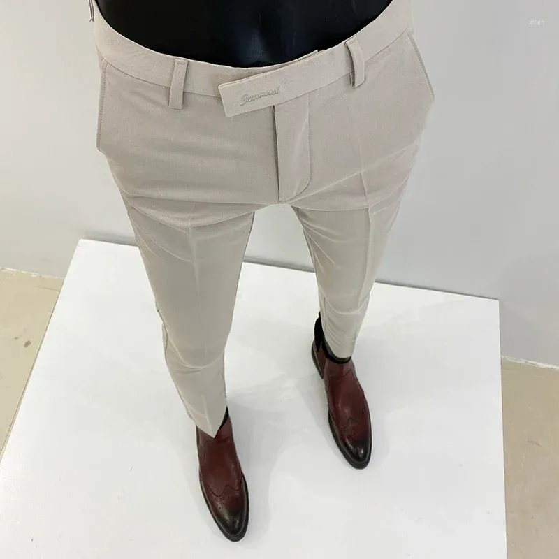 Trajes para hombre, pantalones de primavera 2024, ajustadas coreanas sin hierro, traje informal de negocios de alta calidad, traje, pantalones, ropa de calle para hombre