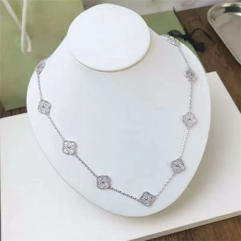 motief klaver ketting diamanten kettingen luxe sieraden ontwerper voor vrouwen 18k goud verzilverd schelp 4/klavertje vier ketting mode-sieraden kerstcadeau23