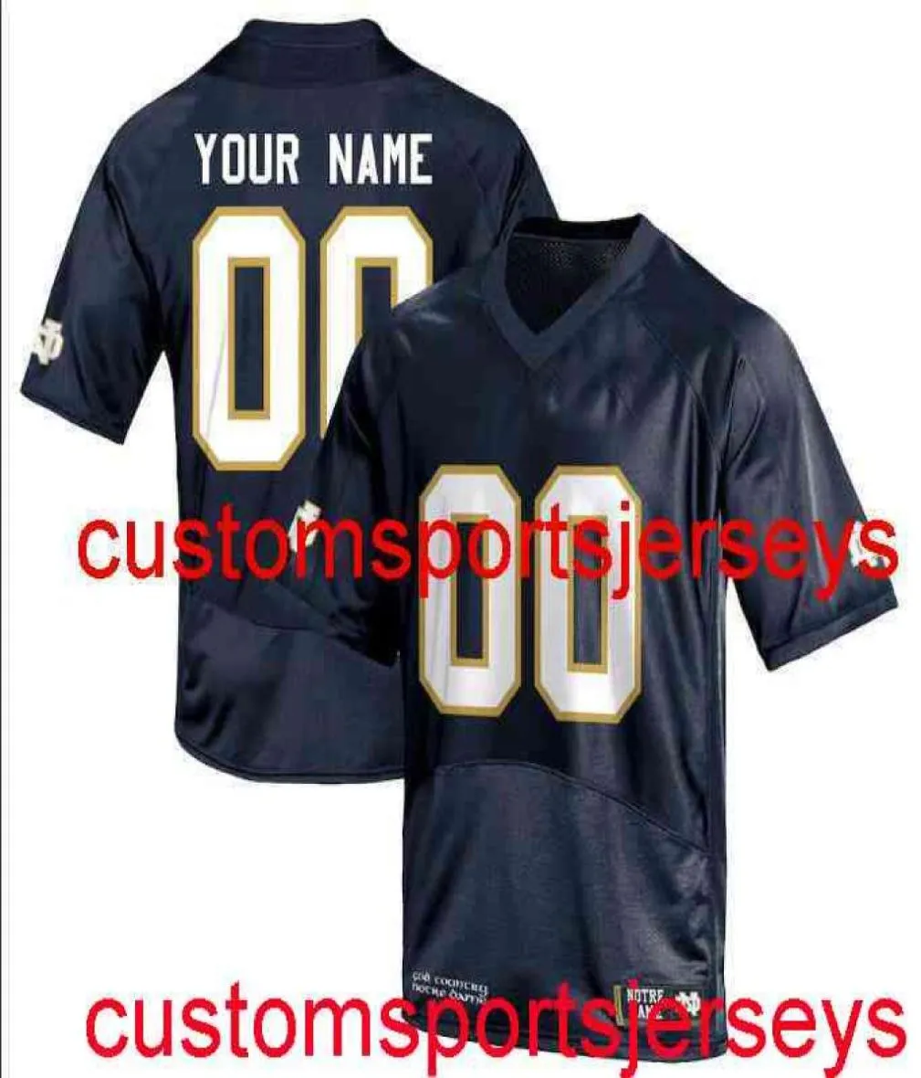 Dikişli Erkek Kadınlar Gençlik Özel Adı, Numara Notre Dame Navy Jersey XS-5XL 6XL8362236