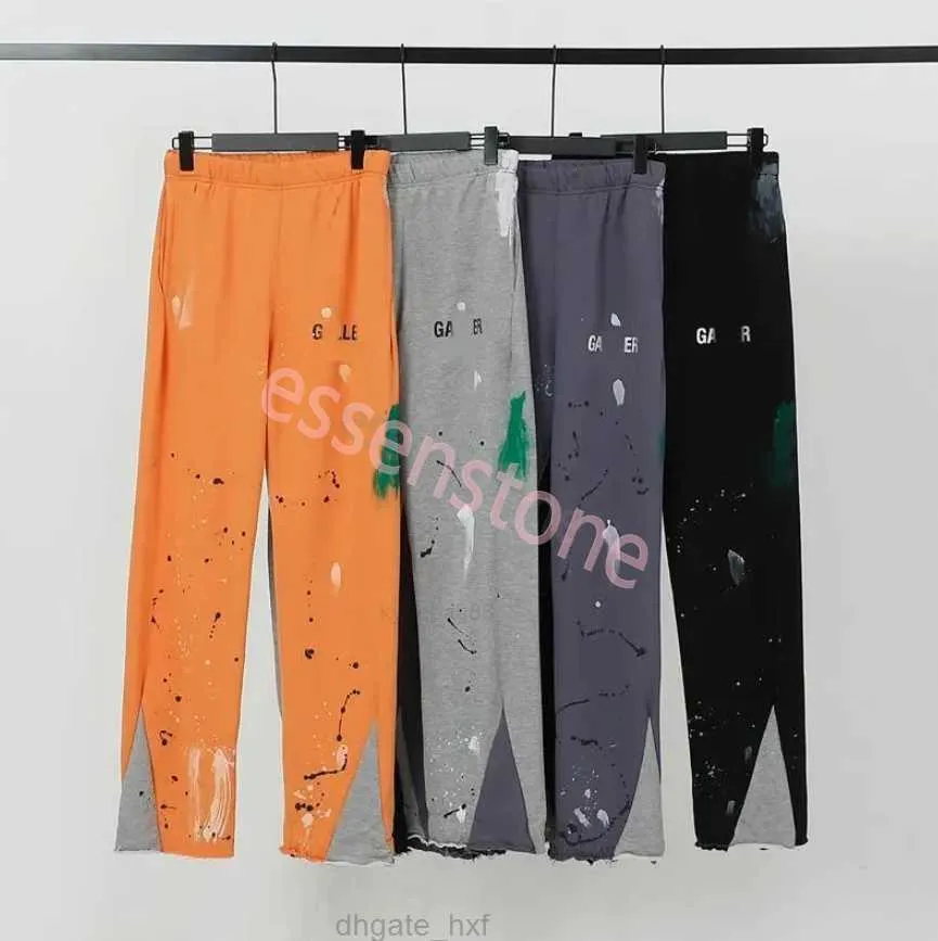 Tekniska byxor Mens Jeans Mens Depart Pants Galleryes Sweatpants New Speckled Letter Print Cotton Womens Par Loose Civerse Casual rak Autumn Pants US S-2XL