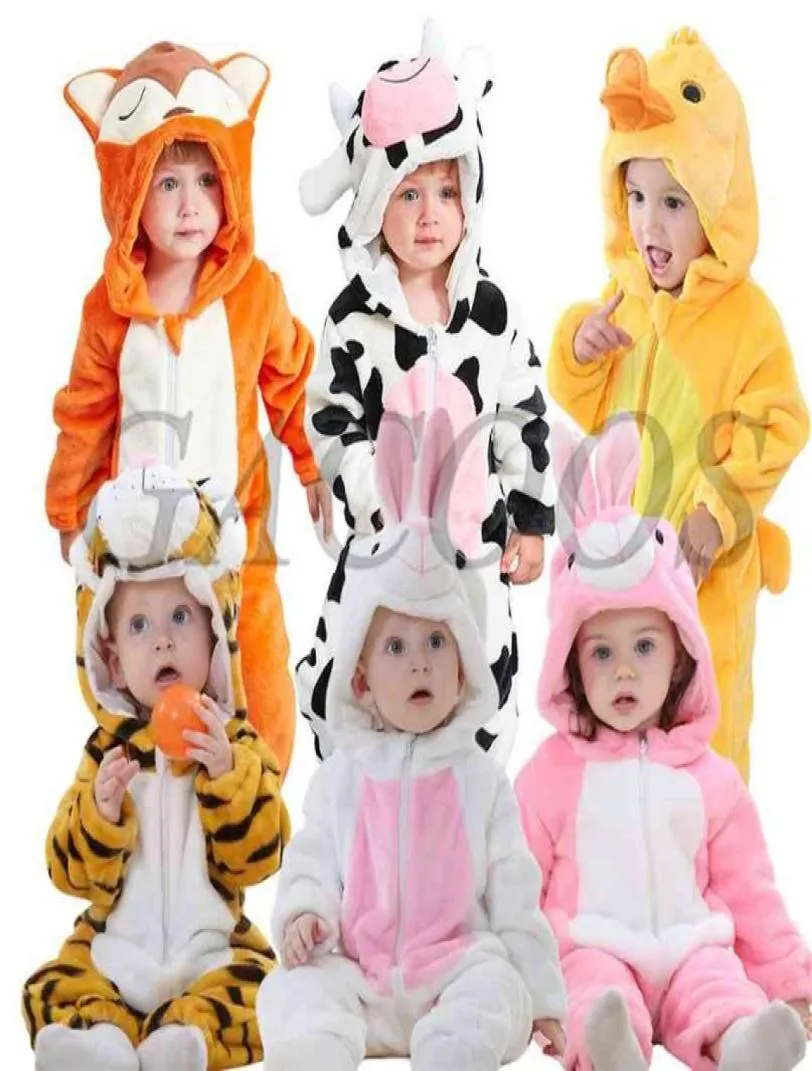 태어난 아기 장난 꾸러기 Kigurumi Boy Girls Pajamas Animal Cartoon Romper Hooded Pajama 사자 원숭이 의상 유아 코스프레 의류 21082942019