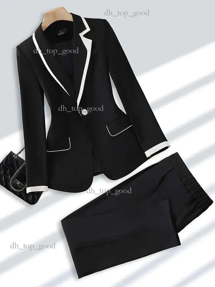 Abiti da donna Blazer Nero Cachi Set da 2 pezzi Pantalone da donna Completo da donna formale da ufficio Abbigliamento da lavoro Blazer e pantaloni 230228 953