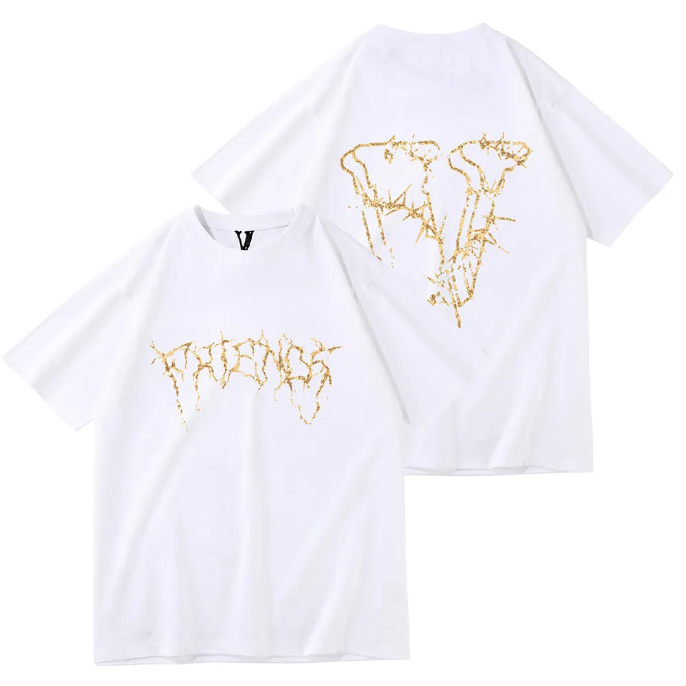 Vlone T Shirt Designer Big Big Refleksyjne V Friends Men Kobiety