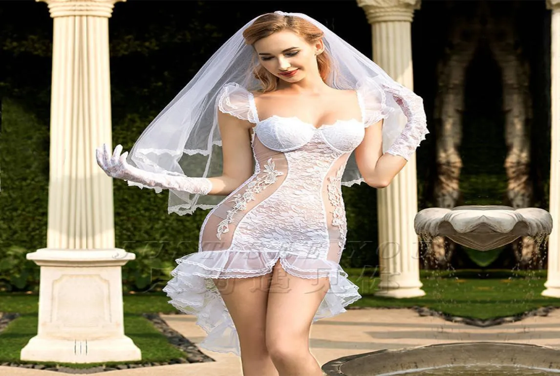 Nya porrkvinnor babydoll underkläder sexig erotisk bröllopsklänning cosplay vit tenue sexig underkläder erotiska underkläder porrdräkter y5787252