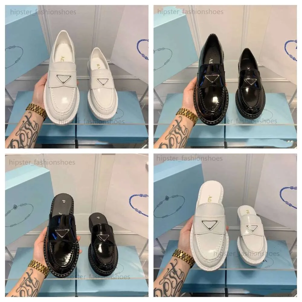 Designer mode Luxe prads schoenen driehoek lederen loafers Klassieke heren damesschoenen dikke zolen Britse stijl kleine leren schoenen Casual outdoorschoenen