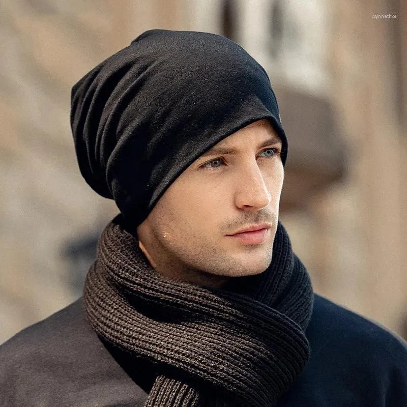 Berretti tinta unita Baggy Slouchy Berretti Cappello per uomo Uomo Autunno Primavera Hip Hop Morbido cotone Skullcaps Cofano antivento esterno