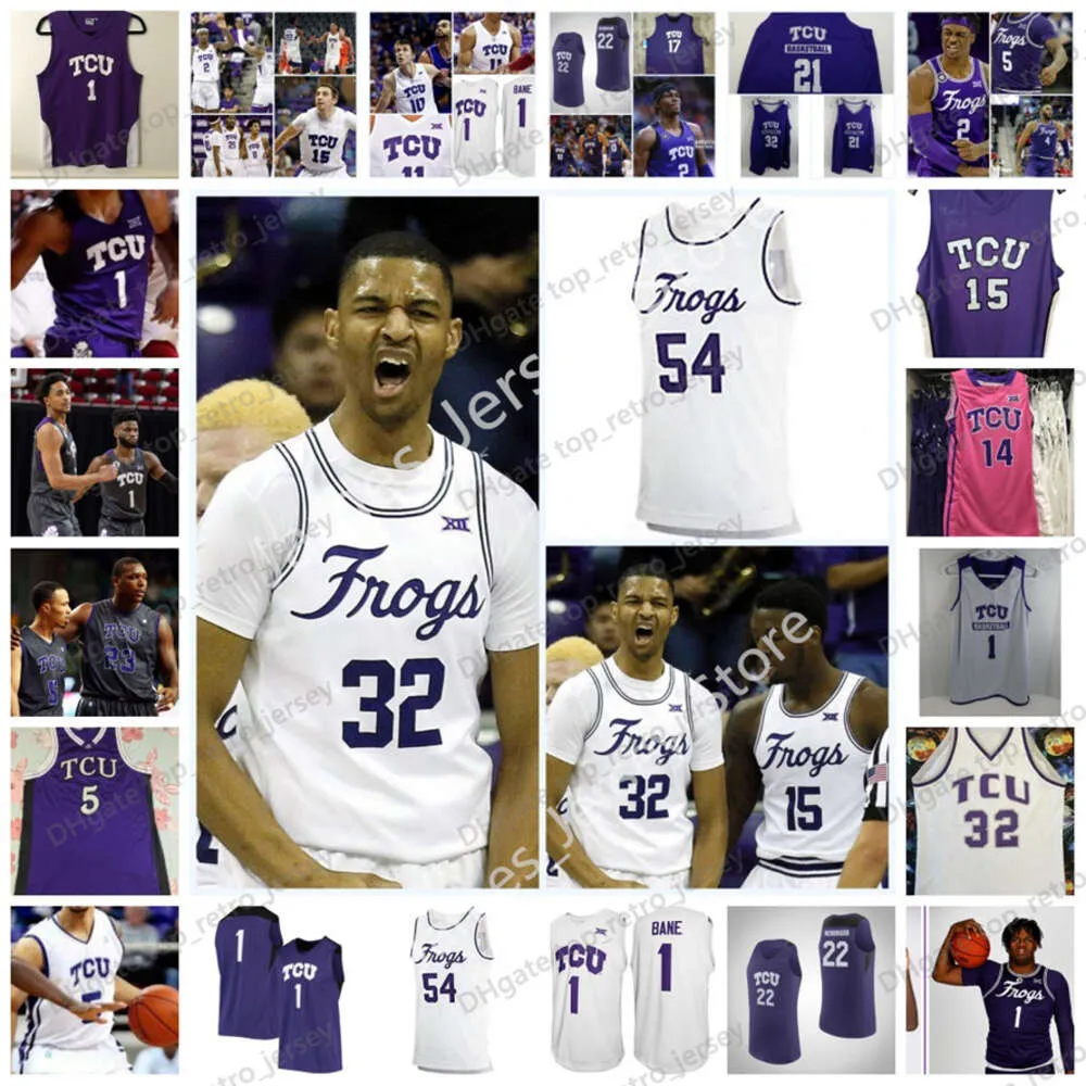 NCAA TCU Horned Frogs 스티치 대학 농구 저지 24 Darrell Browder 28 Dick Oneal 40 Kurt Thomas 54 James Cash Jr. 1 Desmond Bane 1 Scott Brooks 55 Goo Kennedy