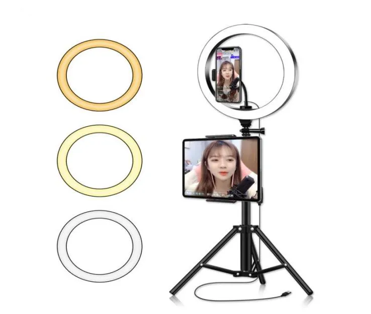 LED -ringljus med iPad -mikrofonhållarens skrivbordssats Selfie Flash Lighting Vlogging Camera för Live Stream med stativ Stand4865176