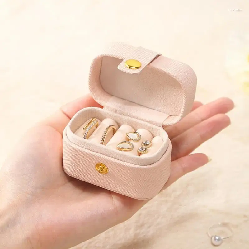 Jewelry Pouches 1pcs Mini Box Travel Case Boxes Earrings Necklace Ring Portable Leather Storage Organizer Display