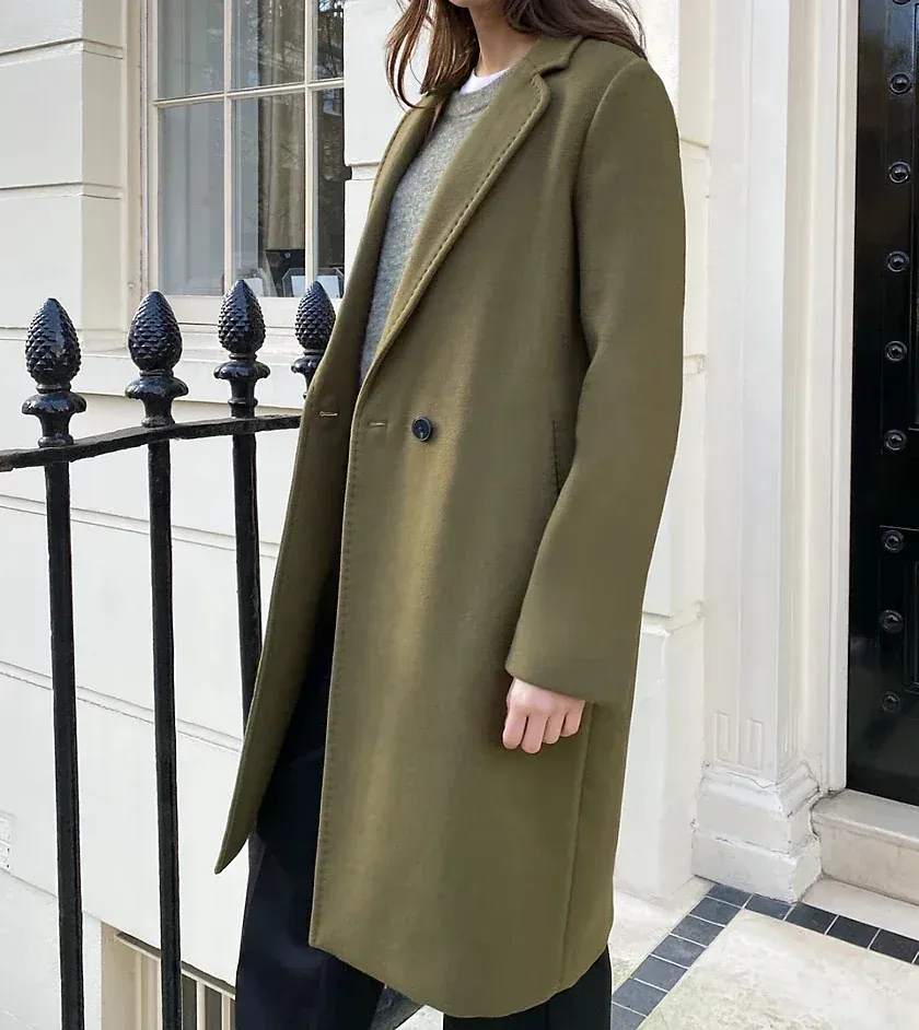 Blends winter klassiek pak met één knop en kraag van Italiaanse wol, eenvoudige halflange jas