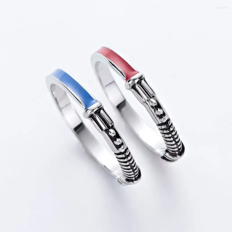 Cluster Rings Silver Color Movie Lightsaber Ring Set For Men Punk Vintage Fashion Jewelry Christmas Gift Man