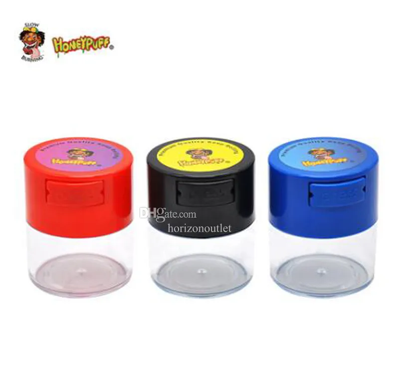 Honeypuff Premium Acrylic Airtight Multi-Use Vacuum Seal Portable Stash Jar Storage Container 60 ml 135 ml för torrt kaffe tobak och örter lagringshölje
