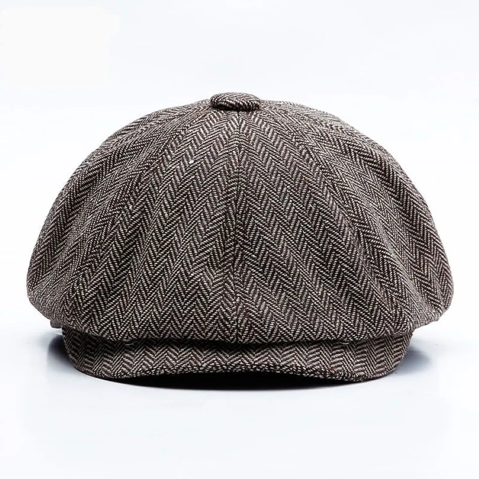 Unisex Autumn Winter Newsboy Caps Män och kvinnor varma tweed åttkantiga hatt för manliga detektivhattar Retro Flat3294