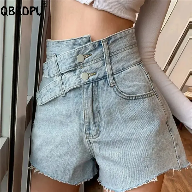 Jeans Chic Design Hohe Taille Shorts Jean Frauen Streetwear Blau Sommer Plus Größe Cowboy Shorts Mode Heißer ALine Baggy Denim Cortos