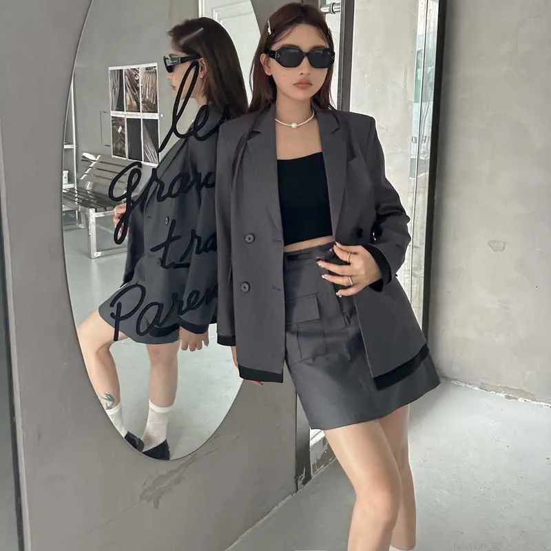 designer Shenzhen Nanyou High end MIU Home Autumn and Winter Elegant OL Style Silhouette Suit Double Pocket High Waist Half Skirt Set 3OVZ