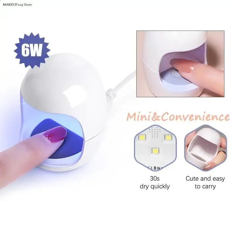 1PC 6W Egg shaped UV Nail Lamp Drying Machine Mini Single Finger Egg Phototherapy Machine 240305