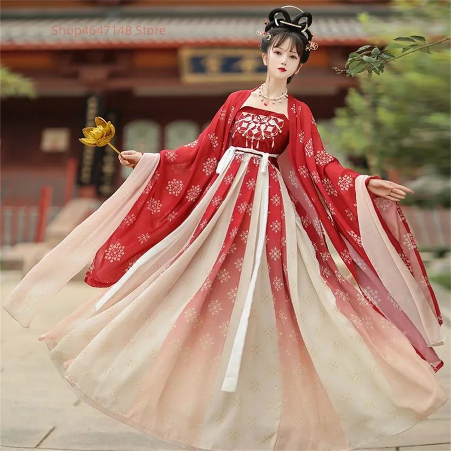 Antica tradizione cinese da donna elegante abito Hanfu fata ricamo palcoscenico costume da danza popolare retrò dinastia musicale set 240220