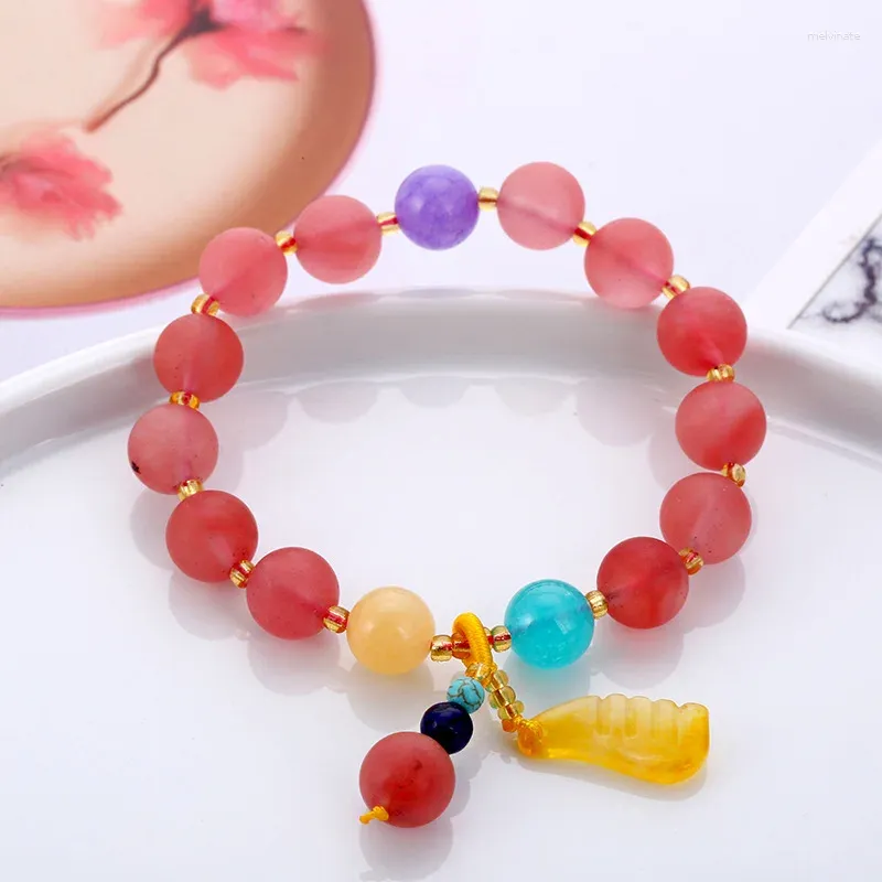 Charm Bracelets 2024 Simple Chinese Style Bracelet Multi-circle Tassel Wind Round Bead Fantasy Starry Glass For Women