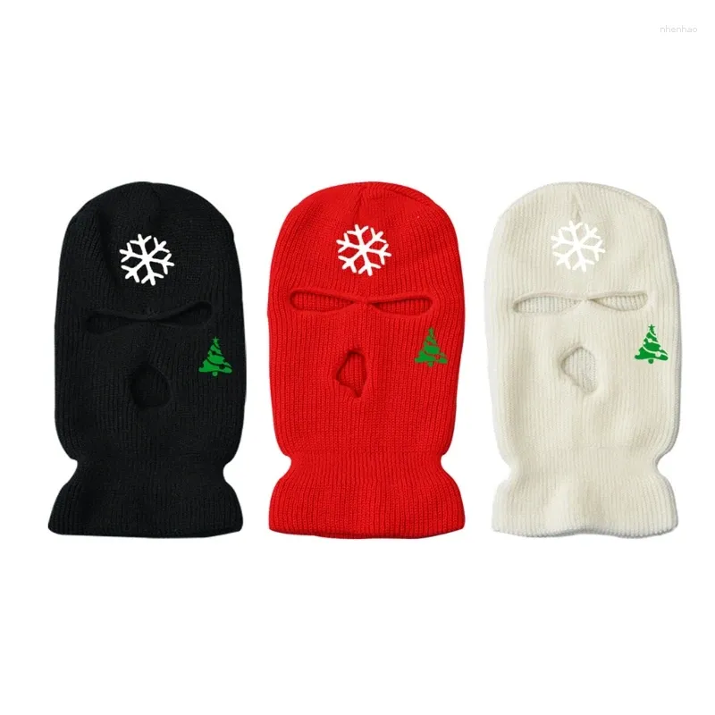 Berets Christmas Face Mask Acryl dzianin Cover BALACLAVA WITRPOOF na dzień sportowy